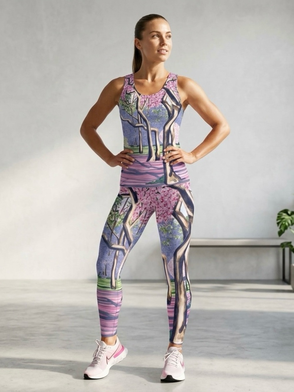 Cherry Blossoms Fitted Tank Top (Long Fit) | Size S